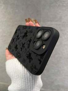 1pc Camera Protection Thickened Anti-Fall Western Cowboy Print Phone Case, Compatible With Apple &  Series - 黑色 - 查看 1