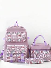 Modischer neuer Hochwertig-Farbiger Einhorn-Muster Schulrucksack Drei-Teile-Set, jugendlich und liebevoll Umhängetasche, süße tragbare thermisch isolierte Lunchbox Tasche, frisch bedruckter Stiftetui, Kapazität für Grundschüler der 1. bis 6. Klasse, Mittelschüler, Oberschüler, Studenten ultraleichte Ausflugstaschen