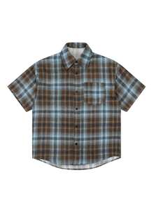 Áo sơ mi nam tay ngắn dáng rộng, túi vá, họa tiết đồ họa, phong cách đại học, mùa hè - Nhiều màu - Xem 3