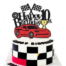 1 Buah Hiasan Kue Ulang Tahun Mobil Balap, Bendera Berkilau, Piala Balap, Tusuk Kue Mobil Balap untuk Tema Balapan Pesta Ulang Tahun ke-1-10 - MultiWarna - View 21