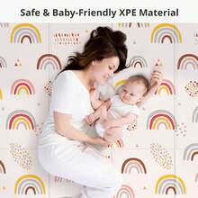 PIGLOG 0.6inch Thick Extra Large Foldable Baby Play Mat 50x50 Inch, ASTM F963 Certified Waterproof Playpen Mat For Tummy Time & Daycare, Reversible Foam Floor Mat For Infants Toddlers - cầu vồng - Xem 6