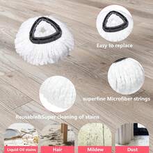 Mop Replacement Heads 2 Pcs & 1 Scrub Brush Combo For Ocedar Easywring 1-Tank System,Microfiber Spin Mop Replacement Head,Machine Washable For Bathroom,Kitchen,Tub And Tile Cleaning - 包含4個白色拖把頭的完整套裝 - 查看 10