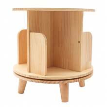 YUNRUX Book Organizer Bookcase Bookcase Standing Shelf Mini Wooden Side Table Rotatable 4 Compartments - Ginger - View 4