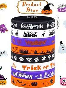 Halloween Party Armbänder, Halloween Party Geschenke, Silikon Armbänder, Armbänder für Halloween Party Trick or Treat Geschenktüten Füllungen Dekorationen Zubehör Zubehör, Geschenktüten, Geschenke, Schädel Hexen, Kürbis Geister, Silikon Armbänder, Halloween Party Geschenke, Herbst Armband Dekorationen
