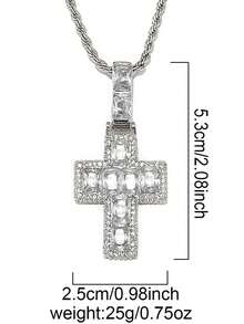 DUBSS 1 Piece Iced Out Fully Baguette Cross Necklace Pendant For Men Plated 5A Cubic Zirconia Hip Hop Jewelry - Cross - View 2