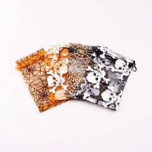 10 piezas Bolsas de malla con cordón de Halloween, bolsas de embalaje de galletas y dulces para fiestas, bolsas de regalo con telaraña de papel de aluminio, bolsitas para joyas