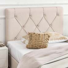 Upholstered Headboard For Twin/Twin XL Size Bed, Wall Mounted Twin Headboard Only, Modern Button Tufted Headboard For Dorm Bedroom, Attachment Device Included, Dorm Headboard, Beige