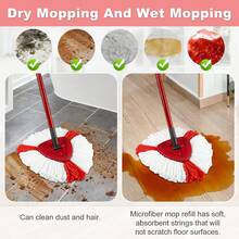 1/2/3/4/6 Đầu thay thế cây lau nhà xoay tương thích với /O-Cedar EasyWring Hệ thống 1 bình chứa Dễ dàng lắp ráp Miếng lau nhà thay thế có thể giặt và tái sử dụng cho nhà bếp Phòng tắm Dụng cụ vệ sinh Vật dụng vệ sinh Giáng sinh Halloween - Đỏ - Xem 6