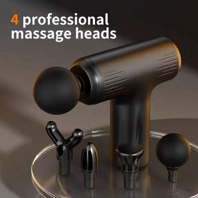 1pc New Mini Portable Electric Massage Gun, Deep Tissue Tapping Electric Muscle Massager, 4 Replaceable Massage Heads, 6-Speed Adjustable, USB Rechargeable Large Capacity Battery, Suitable For Both Men And Women, Holiday Gift