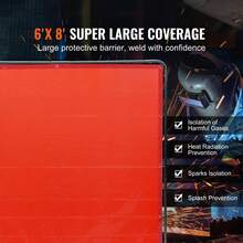 Welding Screen With Frame 6' X 8' Welding Curtain Screen On 4 Wheels Red - Red - View 2