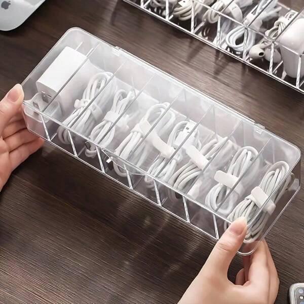1/10 pièces Boîte de rangement de câble de charge, boîte de gestion de câble en plastique, boîte de rangement de câble d'alimentation, convient pour ranger la papeterie et les fournitures pour le bureau, la maison, les accessoires de bureau, le dortoir et l'usage domestique