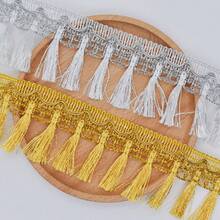 Gold & Silver Tassel Trim Ribbon, Decorative Accessory For Curtain, Clothing, Bags - Multicolor - View 8