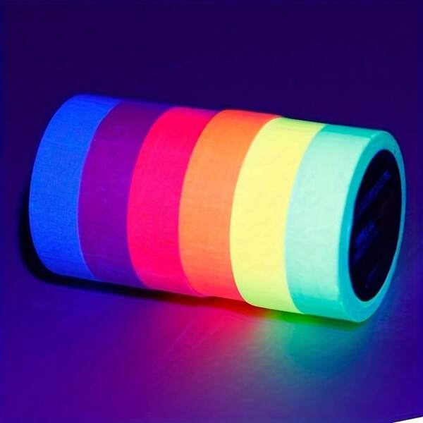 6-Pack Neon Glow Tape, 6 Colors - Waterproof, UV Reactive Fluorescent Stickers For Stage Decorations, Stairs And Crafts - Reflective Safety Warning Tape, Ideal For Halloween And Parties, 196.85" X 12.7mm