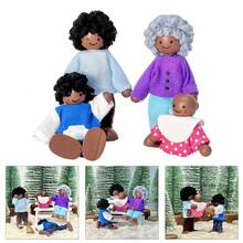 4 Piece Jointed Wooden Doll Family Set With Flexible Limb For Role Play