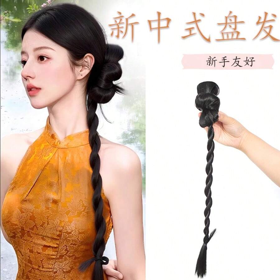 女士中式蝴蝶结扭辫发饰，适合日常佩戴