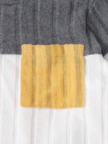 Fashionable Casual Striped Color Block Round Neck Pocket Decor Long Sleeve Top And Solid Color Pants Set With Hat, Comfortable - Multicolor - View 5