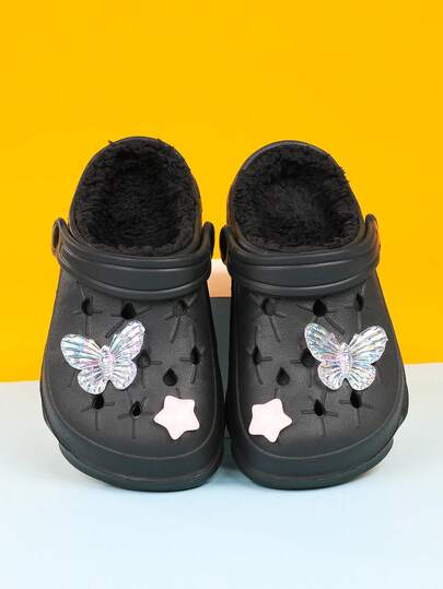 1 Pair Slip-On Slippers With Soft EVA Sole And Fabric Lining, Indoor/Outdoor Winter Footwear, Suitable For Home, Halloween, Easy To Clean, Cute Birthday Gift, Adorable Slippers For Girls