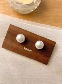 1 对时尚百搭松饼珍珠耳钉，优雅别致的女士耳环