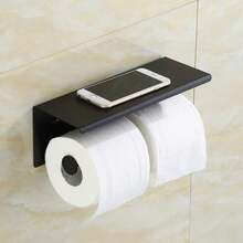 1 件卫生纸架卫生间卫生纸架带湿巾盒壁挂式不锈钢纸架卫生纸架浴室卷纸架（款式随机发货） - 黑色 - 查看 9