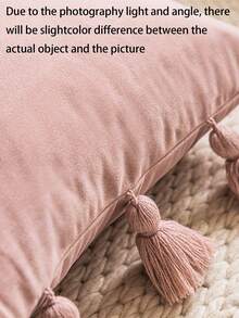 1个柔软丝绒纯色抱枕套，可爱波西米亚风装饰方形抱枕套，适用于沙发、卧室、汽车、客厅家居装饰，不含枕芯。节日礼物，18 x 18 英寸。 - 彩色 - 查看 6