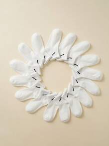 16 Pairs Kids Solid Color Short Socks With Diagonal Stripes, Suitable For Babies, Boys & Girls Daily Wear