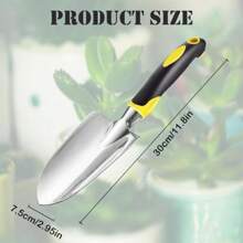 1pc Stainless Steel Garden Trowel, Gardening Shovel, Plant Transplanting Trowel, For Planting, Transplanting, Weeding, Loosening Soil - Silver - View 2