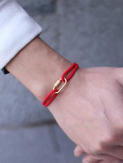 Neues handgemachtes Seil Herren Armband mit abnehmbarem goldfarbenen Bergsteigerkarabiner, 3mm Gleitschnur Armband, verstellbar, Lässig