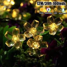 1 Pack Solar Garden String Lights,Outdoor Waterproof Fairy Lights 20/50/100 LED Solar Flower String Lights - 8 Lighting Modes Fancy Lights For Garden, Patio, Fence, Christmas Tree. Atmosphere Lights . For Outdoor Yard ,Patio ,Balcony ,Fence, Staircase, Lawn Decoration Christmas, Halloween, New Year And Holiday Decoration (Multicolor/Purple/Warm White/White)
