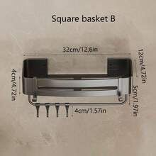 1pc Bathroom Corner Shelf, Aluminum Alloy Wall Mounted Shower Caddy, Rust-Proof Storage Rack Without Drilling