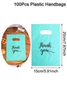 100pcs Solid Color Thank You Plastic Gift Bags, Reusable Plastic Bags Perfect For Jewelry, Clothing, Packaging, Gift And Shopping, Back To School Valentine Day