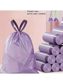 100pcs Purple Drawstring Trash Bags - Thick Leak-Proof Disposable Plastic Garbage Bags, Portable And Multi-Purpose For Kitchen, Bathroom, Bedroom, Living Room And Toilet