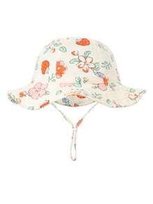 1 pieza Sombrero de cubo de algodón puro para bebé, sombrero de cubo estampado para bebé, sombrero de sol de unicolor unisex - Multicolor - Ver 17