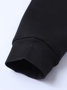 男士冬季保暖连帽衫，多口袋加厚套头卫衣，可调节抽绳帽，罗纹袖口和拉链前襟设计，适合户外徒步、慢跑、钓鱼、健身和休闲穿着，防风保暖内衬，男士冬季外套 - 黑色 - 查看 8