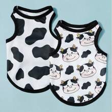 Set de 2 piezas Chaleco transpirable con estampado de fresa lindo para mascotas, adecuado para gatos y perros - Rosa - Ver 3