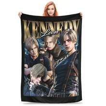 Leon S. Kennedy Residents Evils Blankets Coral Fleece Plush Textile Decor Breathable Throw Blankets For Bed Car Rug Piece.Jpg - Trắng1 - Xem 1