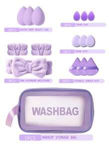 50pcs Makeup Brush Set, Mixed Makeup Beauty Tools, Including: 25pcs Makeup Brushes, 1pc Makeup Bag, 5pcs Beauty Eggs, 5pcs Powder Puffs, 5pcs Mini Beauty Eggs, 5pcs Mini Finger Powder Puffs, 1pc Headband, 2pcs Wristbands