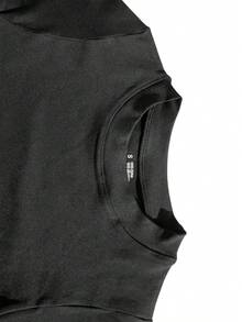 1-Pack Casual Solid Color Sports Top, Seamless Short-Sleeved Round Neck T-Shirt, Comfortable To Wear, Suitable For Daily Life And Sports, Base Underwear - 黑色 - 查看 5