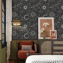 1 Rolle Bohemian Sonne und Mond Gesichter Himmlisch selbstklebende Tapete, Abziehbar und Klebend, wasserfeste Tapete, abnehmbare Kontaktfolie, einfach zu installieren, geeignet für Heimdekoration, Schlafzimmer, Wohnzimmer, Küche, Möbel- und Schrankoberflächenrenovierung Aufkleber, Schulanfang Saison und Herbstfeiertag Geschenk, 44 x 300/500 cm - Verschiedenfarbig - Übersicht 5