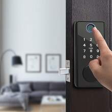 Cerradura de puerta de huellas digitales sin manija, Cerradura de puerta de huellas digitales inteligente Cerradura de puerta de entrada sin llave sin manija, ideal para dormitorios, casas, familias, pisos, hoteles, oficinas, etc. - Negro - Ver 8