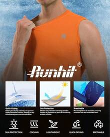 GYHSRunhit Sleeveless Compression Shirt Men Top Athletic Muscle Shirts Men - trái cam - Xem 5