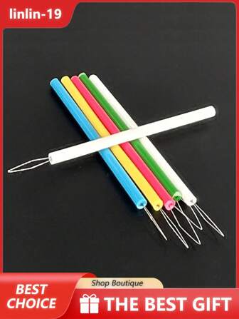 5/10 件彩色塑料穿针器 - 圆柱形穿针器套装、DIY 缝纫配件、简易穿线工具、串珠针助手、老年人友好型穿针器