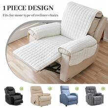 Soft Plush Recliner Slipcover Washable Chair Covers  With Side Pocket Lazy Boy Cover Quilted Cover For Recliner Chairs And Furniture Large Taupe Chair Protector
