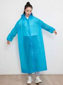 1 wiederverwendbarer tragbarer Regenmantel für Erwachsene Herren und Damen, schwerer Regen EVA Regenmantel, transparenter Einteiler Regenmantel für Outdoor-Reisen, transparente Regenjacke mit Kapuze, einfach, modisch, für den täglichen Gebrauch