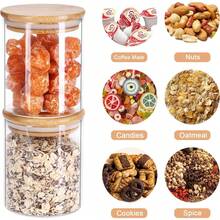 Homodoskey Glass Storage Jars 10 Pack -250ML Clear Glass Food Storage Containers With Airtight Bamboo Lid Stackable Kitchen Canisters For Candy, Cookie,Rice, Sugar, Flour, Nuts And Spice Jars - White - View 5