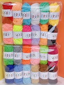 12/14/38 件混色钩针编织纱线套装，包括 3.5 毫米钩针和 5 个针迹标记和 6 个挂毯针，适用于 DIY 工艺品、缝纫、编织和钩编，100% 腈纶（随机颜色，随机包装） - 彩色 - 查看 12