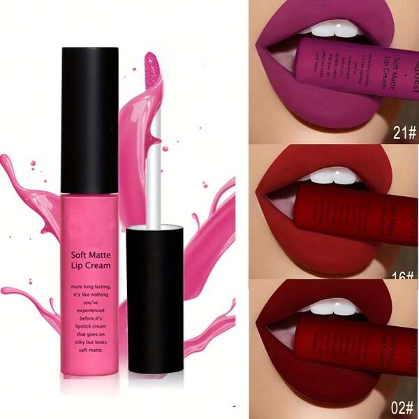 3Pcs Velvet Matte Liquid Lipstick Makeup Long-Lasting And Waterproof Wear, Non-Stick Cup Lip Gloss,