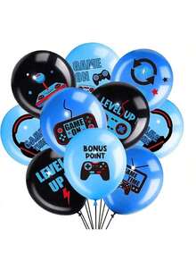 18pcs Game Theme Latex Balloons Set, 12 Inch Blue "GAME ON" Party Decorative Latex Balloons - Multicolor - View 14