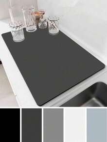 Solid Color Kitchen Countertop Dish Drying Mat For Bowls, Plates And Chopsticks, Sink, And Hand Wash Area, Made Of Quick-Drying Diatomaceous Earth, Available In Three Sizes:30cm*40cm/40cm*50cm. Note: Sizes Are In Centimeters, Not Inches. - Multicolor - View 10