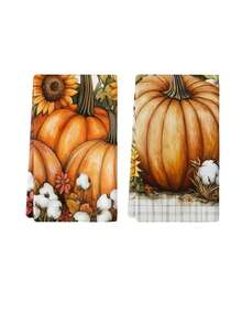 2 piezas/4 piezas/12 piezas Toallas de cocina con diseño de calabaza, paños de cocina de Acción de Gracias, decoración del hogar de Acción de Gracias, decoración de cocina de Acción de Gracias, estilo moderno, absorbente y de secado rápido, material de microfibra, patrón de impresión digital rectangular de 40*60CM, adecuado para decoración de cocina de otoño, decoración de fiestas al aire libre, regalos de Acción de Gracias, regalos de cumpleaños