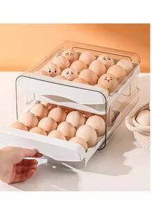 2-stöckige Schublade 32 Fach stapelbare Aufbewahrungsbox aus transparentem Kunststoff, Kühlschrankeierbehälter, Kühlschrankeierfach